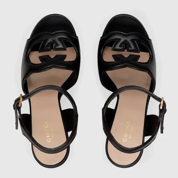 GUCCI Women's Interlocking Cutout G Black Leather Platforms Sz 9 (US) NIB 730002 - Picture 3 of 14
